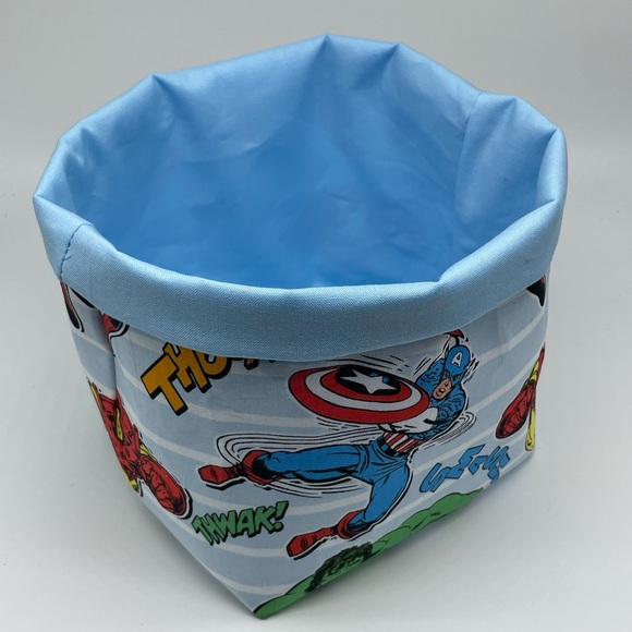 Captain America Fabric Basket Kids Room Decor / Handmade Fabric Basket - Picture 2 of 2